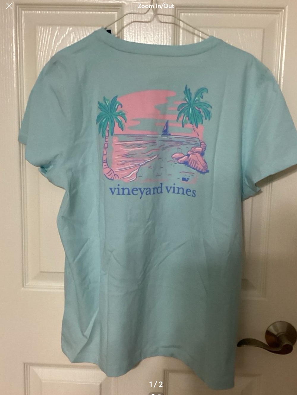Vineyard Vines Beach Scenic Beachcomber Blue Short Sleeve Tee Women’s XL